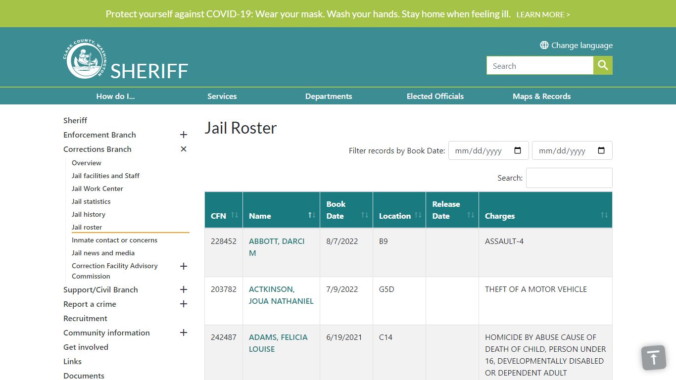 Jail Roster | Clark County